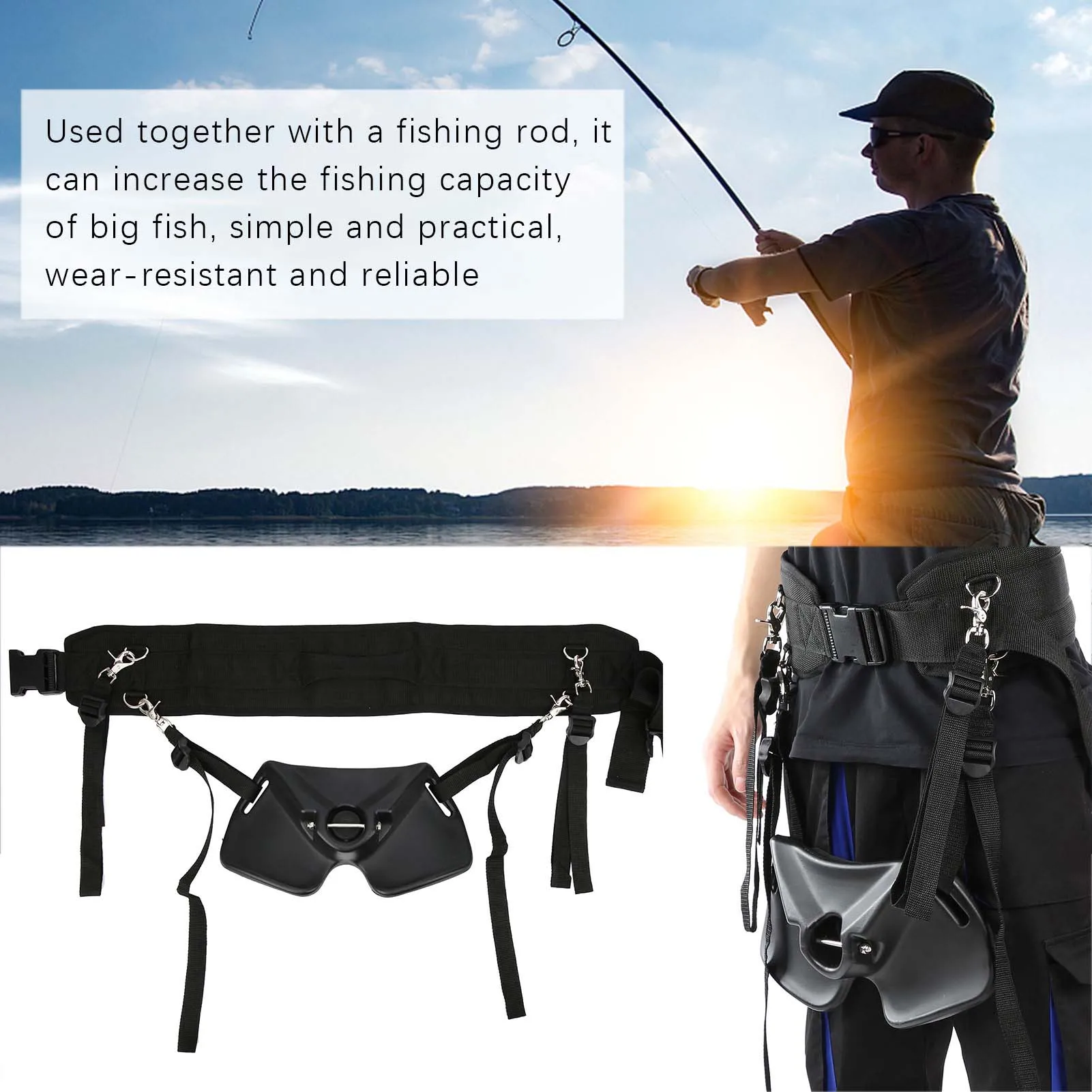 Adjustable Fishing Rod Fighting Belt Waist Rod Support Holder Fishing Pole Fixing Belt L