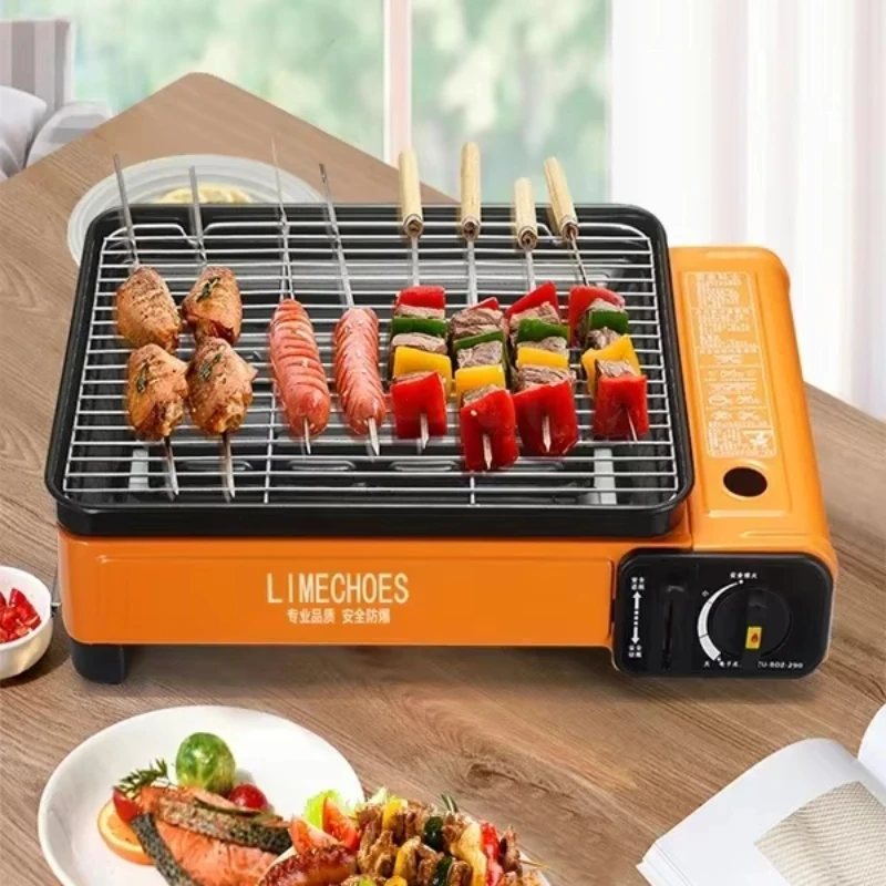 Household cart oven barbecue grill gas barbecue grill portable camping outdoor gas tank stove indoor