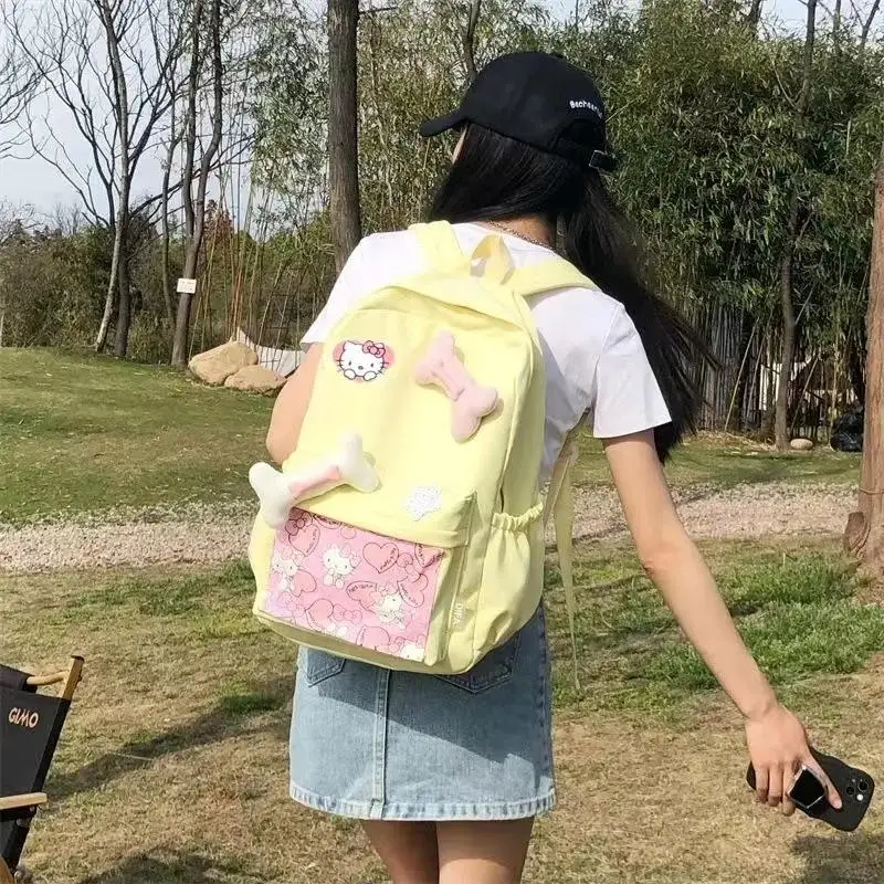 

Новый Рюкзак Kawaii Sanrio Hellokitty, дизайн, милый мультяшный декор, большая емкость, свежий школьный рюкзак, сумка через плечо для подарка другу