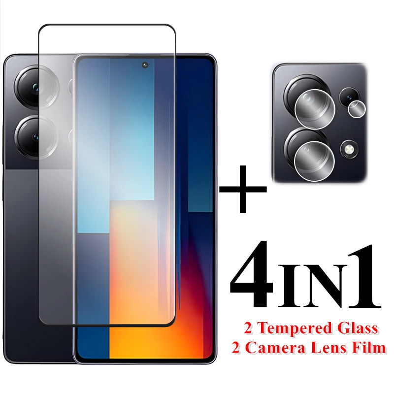 Per Poco M6 Pro Screen Protector Full Cover Glass Per Poco M3 M4 M5 M5S M6 Pro 4G Vetro Temperato Per Poco M6 Pro Lens Film