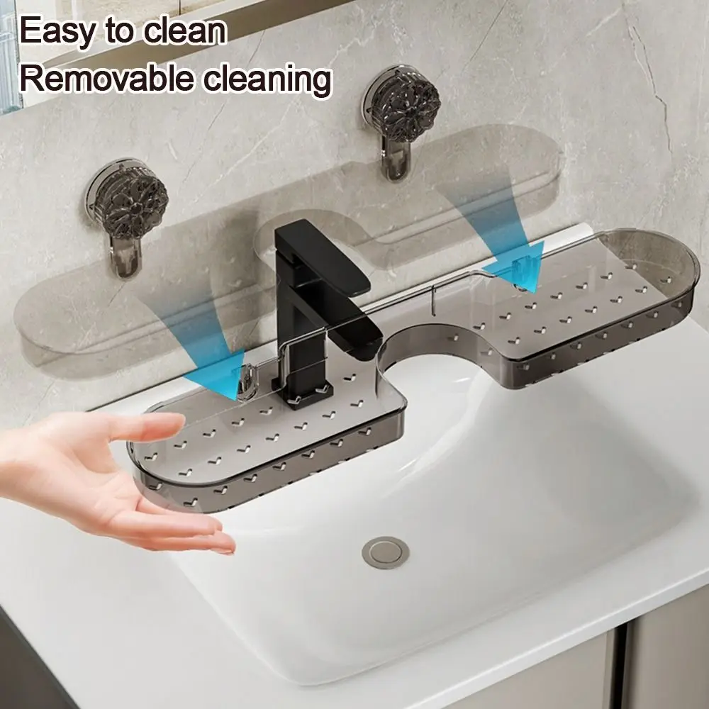 Transparent Faucet Storage Rack Wall Mounted Removable Sponge Holder Suction Cup Kitchen Sink Faucet Organizer