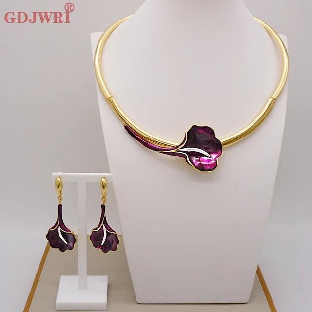 Purple gold necklace Jewellery Set