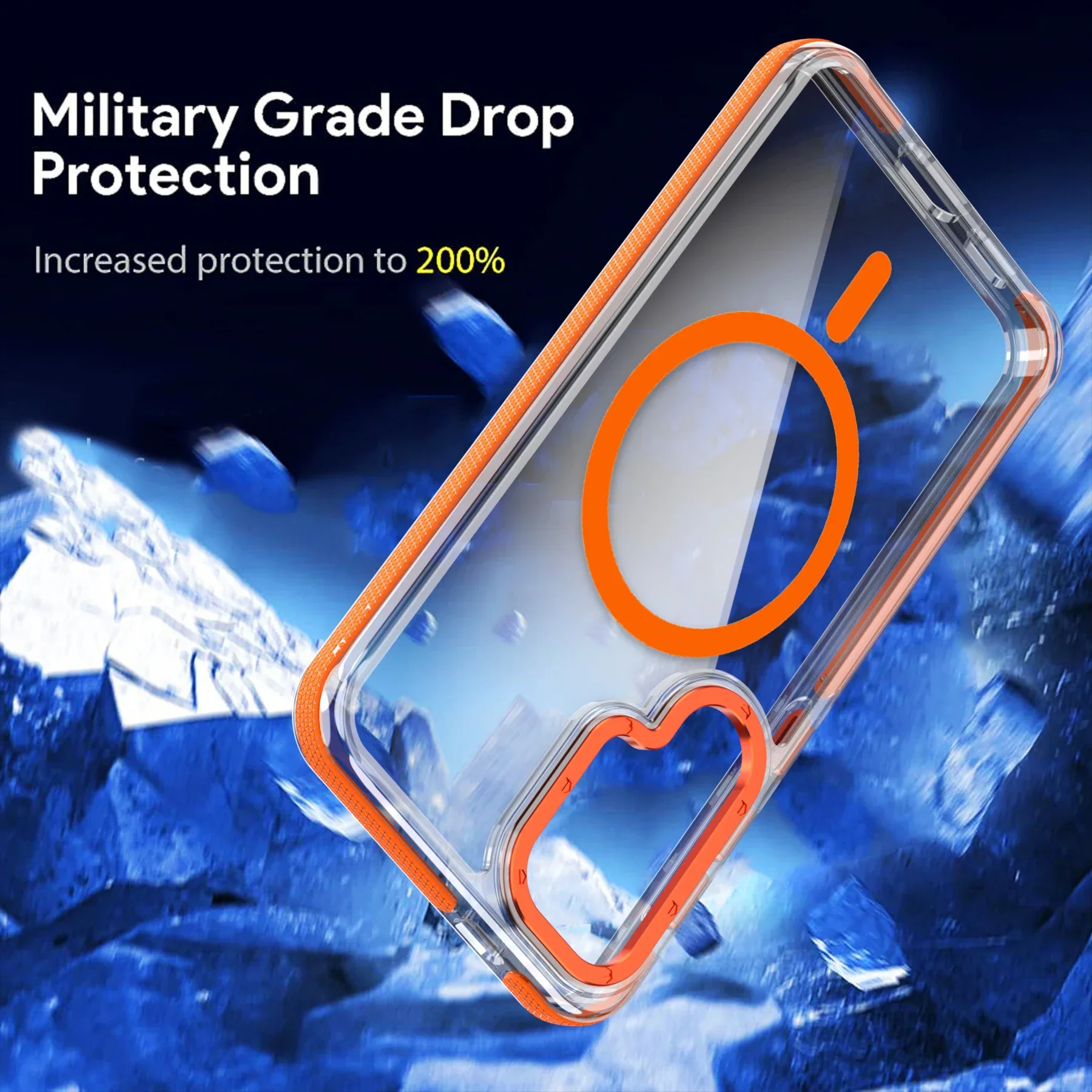 Luxury Transparent Shockproof Magnetic Magsafe Case with Metal Lens Protector