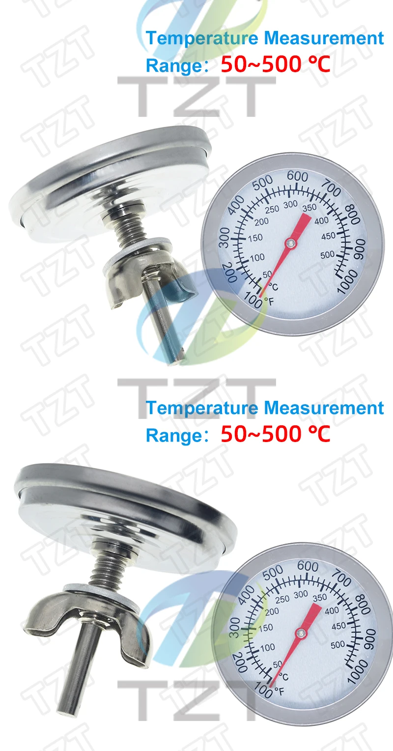 TZT 52mm 0-120 Grad Celsius Pizzaofen-Thermometer aus Edelstahl für den Innen- und Außenbereich, Grill, Barbecue, Ofen, Thermograph-Modul – Detail 6