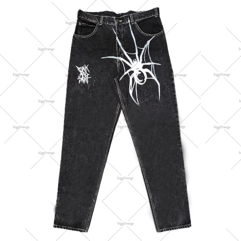 

Spider Print High Waisted Jeans Woman Street Harajuku Vintage Hip Hop Baggy Jeans Women Clothing Casual Straight Women Jeans