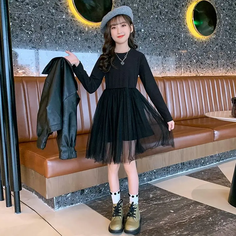 

New Autumn Kids Girls Clothes Baby Fur Jacket Lace Skirts Suits Children Long Sleeve Clothing Sets Girls Princess Outfits A70