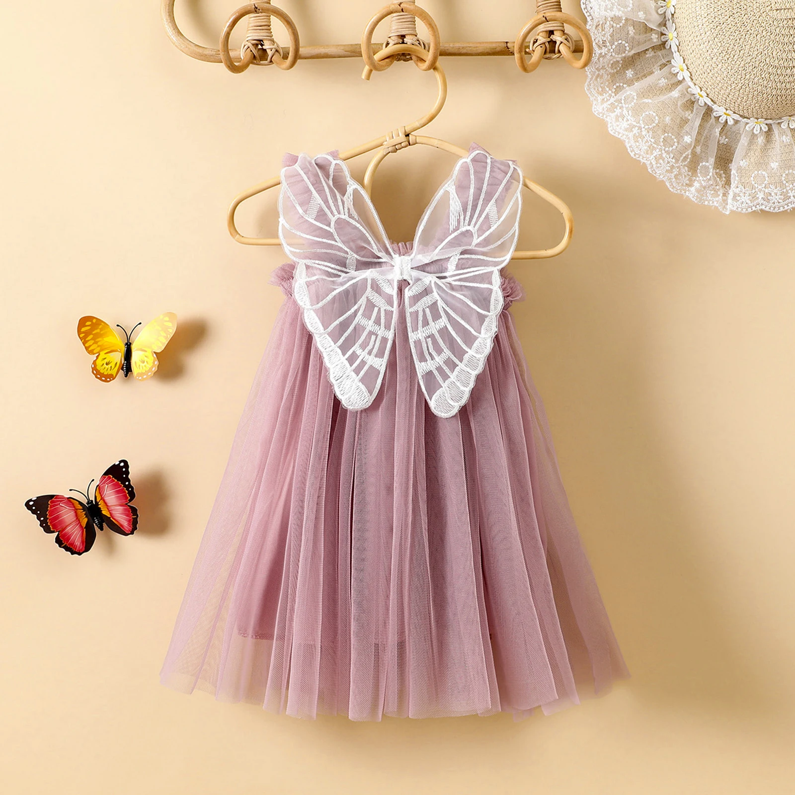 Dress Kids Girls Summer Princess Sleeveless Mesh Decoration Suspender Casual girls dress princess costume kids clothes