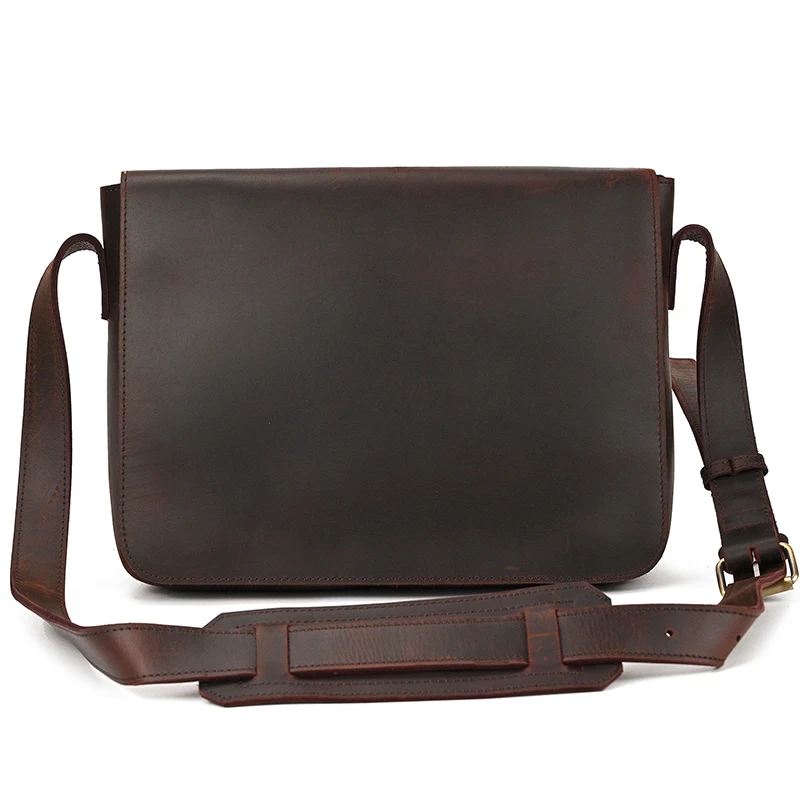 Retro Genuine Leather Men Laptop Bag Leather Shoulder Bag Business Office Bags Brown Male Laptop Portfolio Case Messenger Bag 3