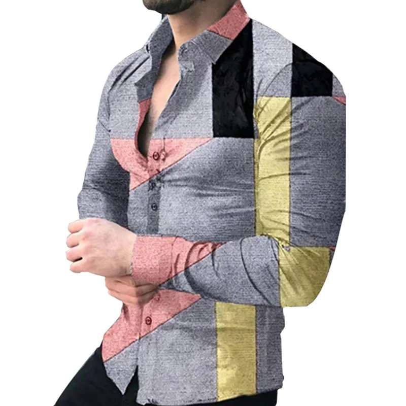 

Fashion Men Casual luxury Shirts Streetwear Loose Long Sleeve Lapel Male Clothing Basic Business Bottoming Blouse