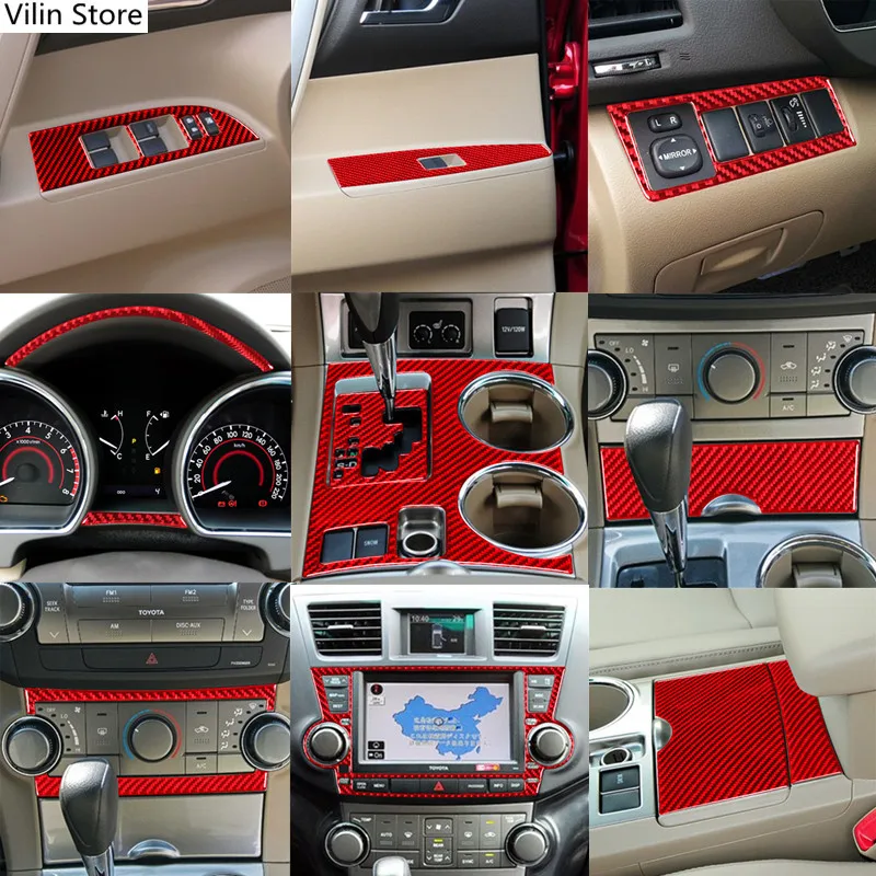 

Для Toyota Highlander 2008-2013, центральное управление, переключение передач, стеклоподъемная панель, автомобильная защитная наклейка из углеродного волокна