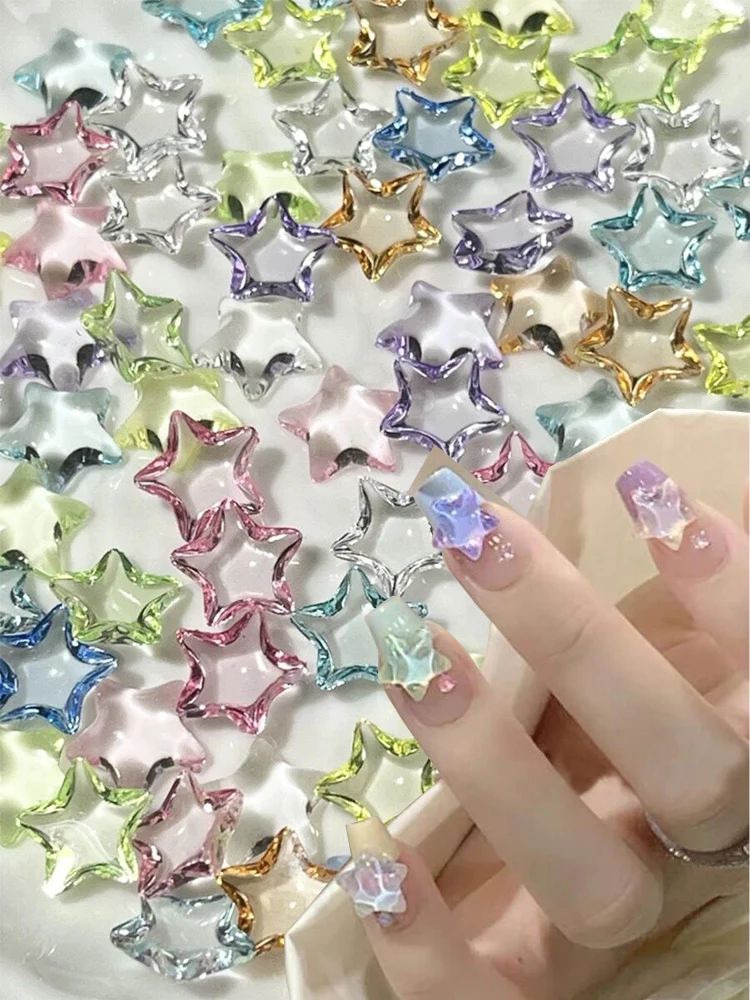 

1000Pcs Ice Through Stars Nails Decoration 10*10mm Crystal Resin Star Jewelry Translucent 5-Pointed Star Gems Manicure Accessory