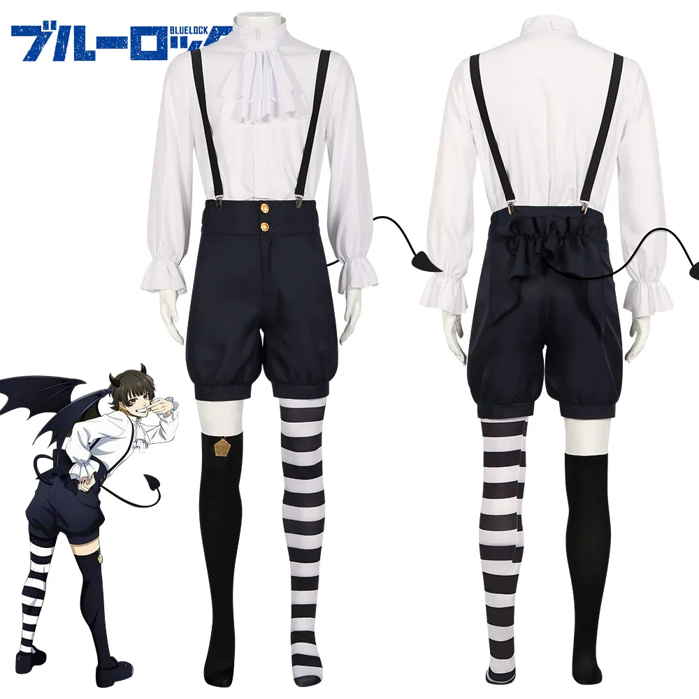 

Anime Blue Lock Cosplay Daemon Bachira Meguru Cosplay Uniform Costume Bachira Meguru Tail Horns Men Hallowen Party Suit