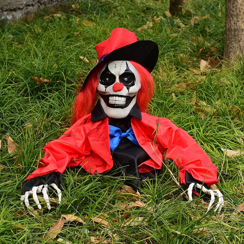 

Groundly Inserted Clown Ghost Trick Horror Halloween Decoration Glowing Courtyard Outdoor Scene Layout Ornament Photography Prop