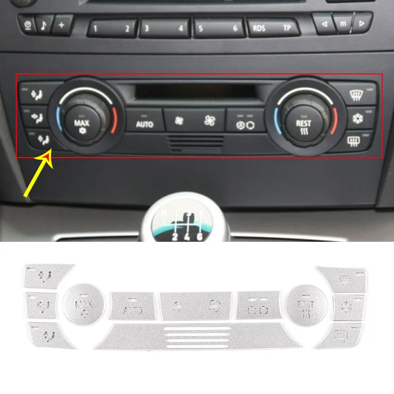 

Для BMW 3 серии E90 E92 2005-2012 Стайлинг автомобиля наклейки на кнопки кондиционирования воздуха из нержавеющей стали автомобильные аксессуары