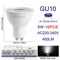 10 - Pack Warm & Cool White LED Spotlight Bulbs - 9W, 220V, Ideal for Home and Commercial Lighting (38degree 6000K)