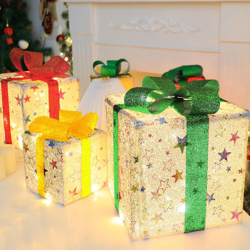 Gift Boxes Lights with Remote Control, Set of 3 Smart Luxury Present Boxes Lamp, for Holiday, Gift, Party, Winter, Home Decor 4
