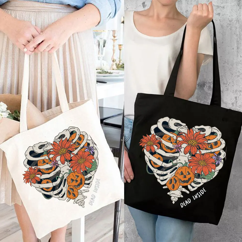 

Женская сумка-тоут для Хэллоуина, аниме шоппер в эстетике, Боковая Сумка, Холщовый саквояж для покупок, сумочка для девушек