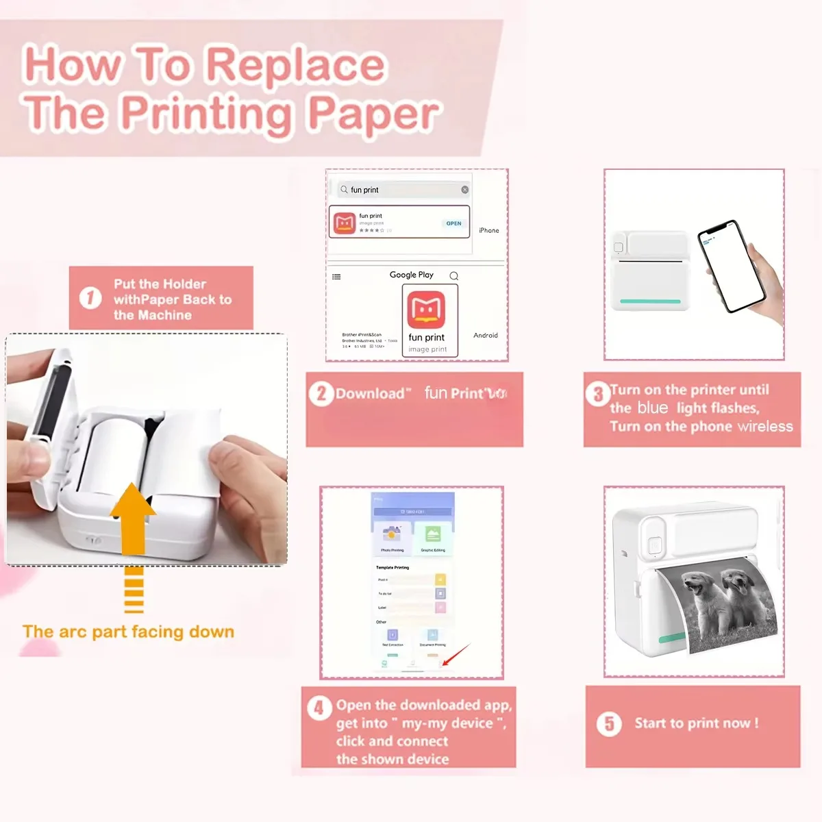 [Ideal Gift] C19 Mini Portable Photo Printer - Wireless Connectivity, Compatible with Smartphones And PCs, Ideal Gift 53/57mm