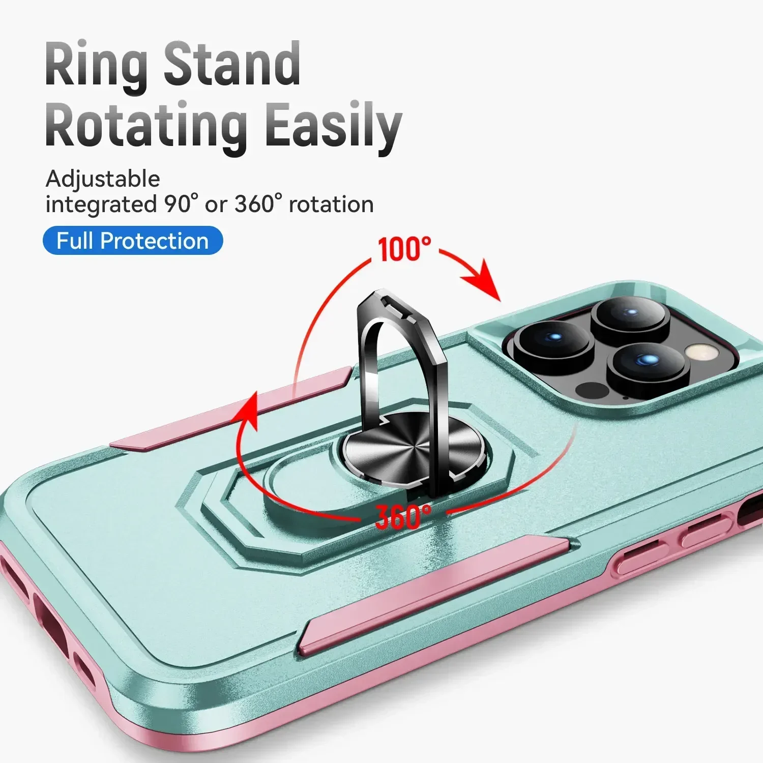 Heavy Duty Shockproof Anti-Scratch Armor Phone Case with Ring Holder
