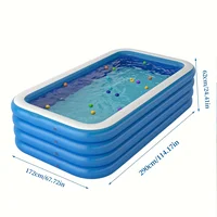 Piscine gonflable familiale carrée astronomique, grande piscine domestique, bleu et blanc, quatre anneaux surélevés et épais 1