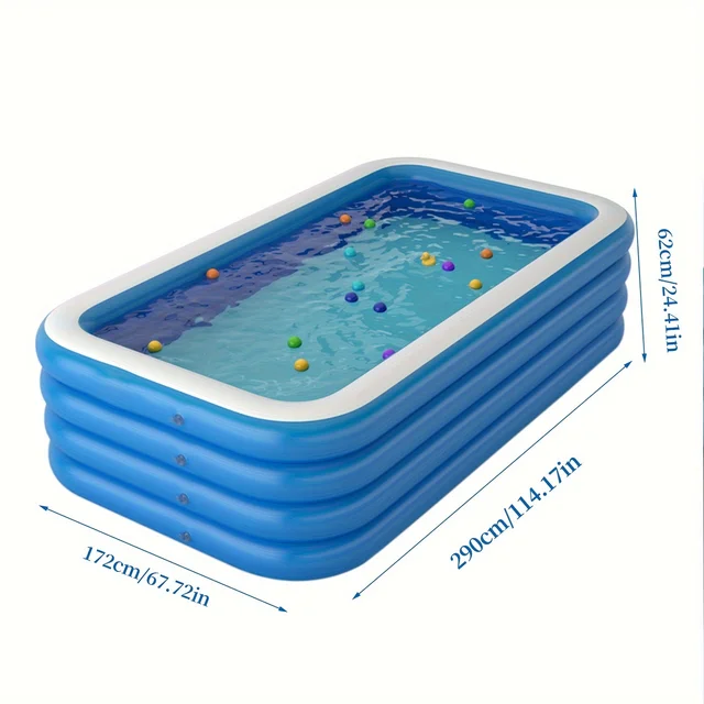 Piscine gonflable familiale carrée astronomique, grande piscine domestique, bleu et blanc, quatre anneaux surélevés et épais 1
