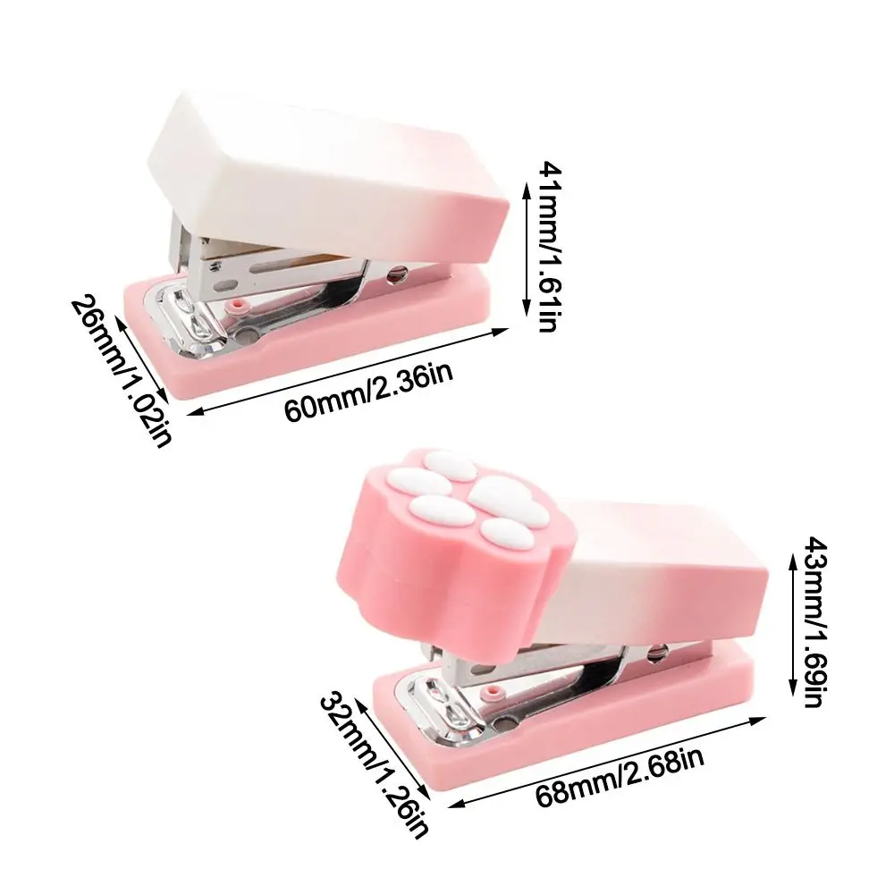Durable Gradient Cat Claw Mini Stapler with Staples Multifunctional Paper Binder Stapler Set Office School