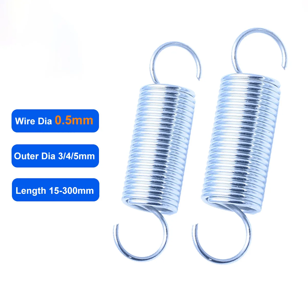 

Galvanized Open Hook Tension Spring Wire Dia 0.5mm Pullback Spring Coil Extension Spring Draught Spring Length 15-300mm