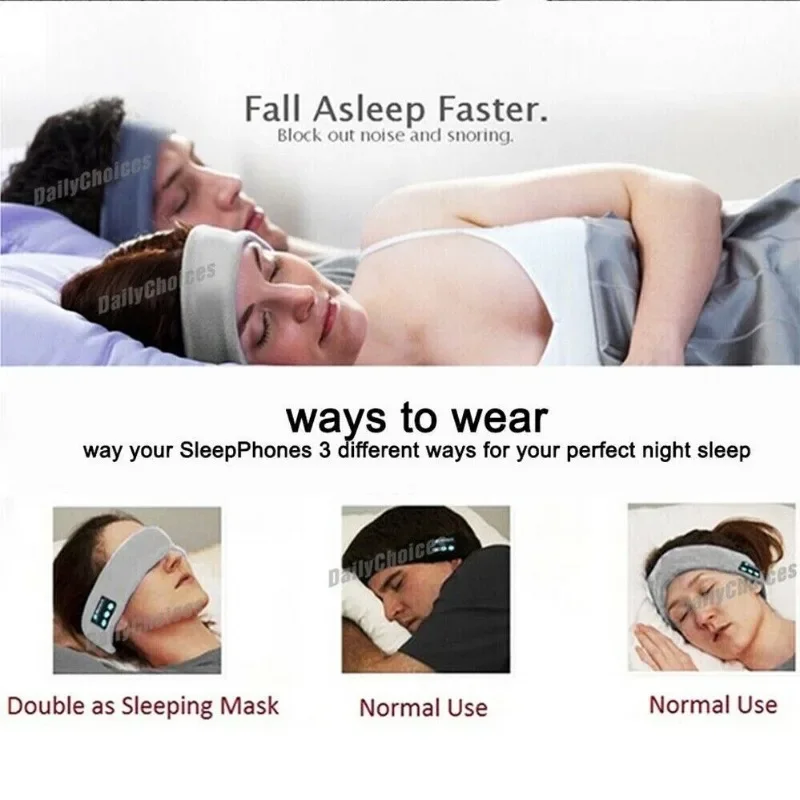 Wireless Stereo Bluetooth 5.0 Headphone Running Sleeping Earphone Headset Knit Sports Music Headband Eye Mask With MIC Long Life sports headbands