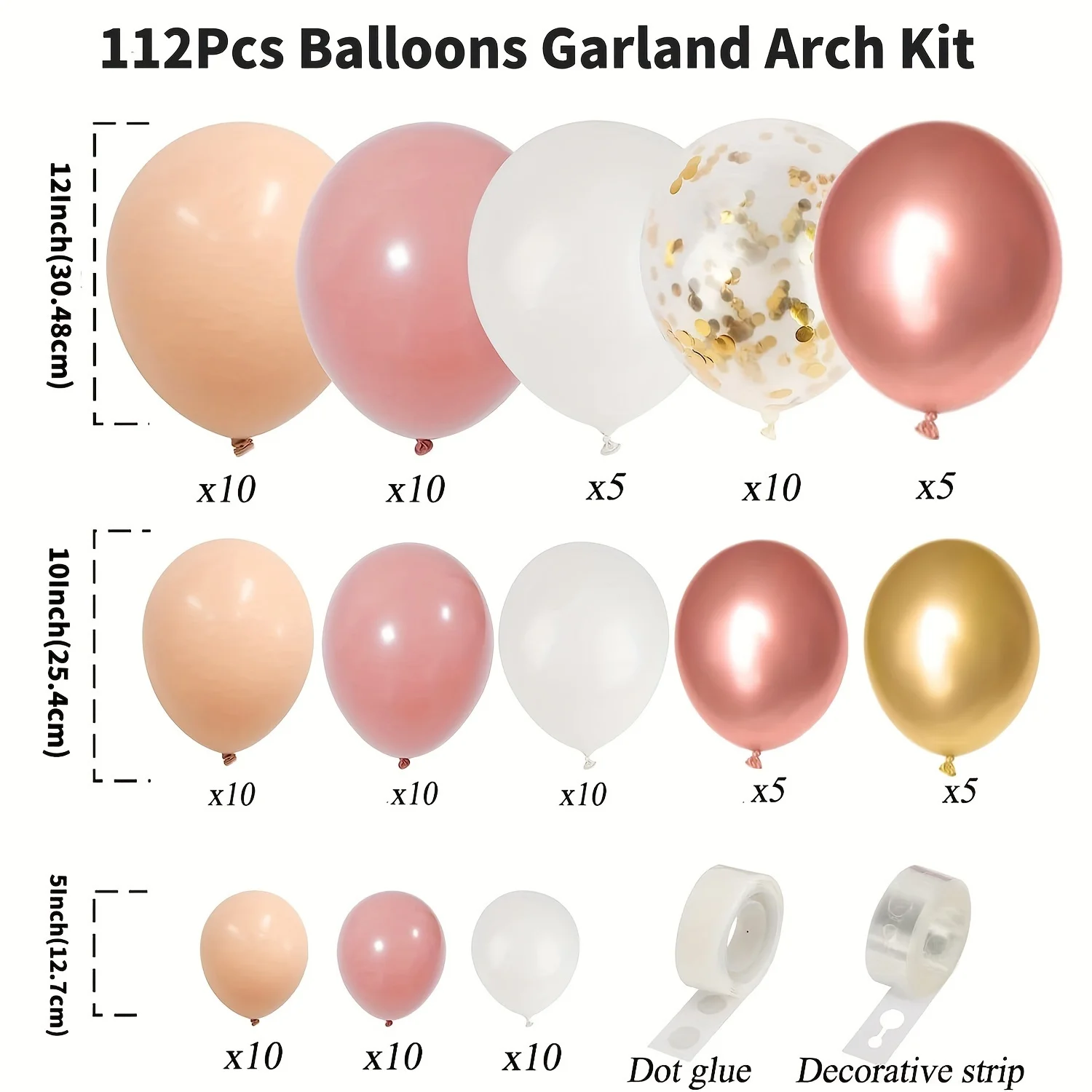 Description Picture 3 of item112pcs Boho Balloons Garland Arch Kit Blush Pink Nude Rose Gold Balloons for Baby Shower Wedding Birthday Party Decorations