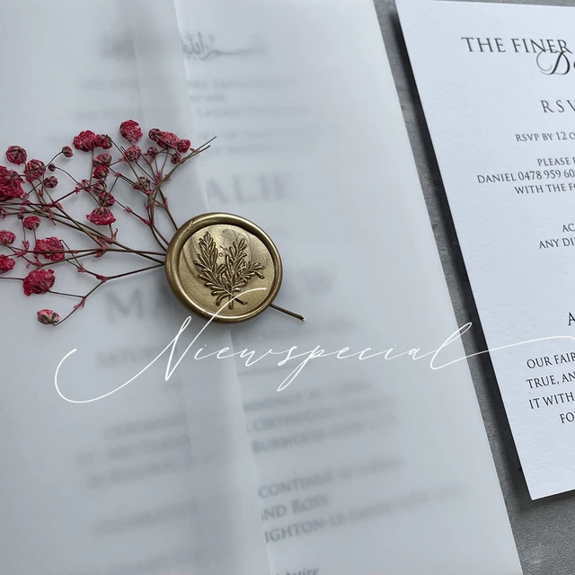 Elegant Gold Wax & Seal for Wedding Invitations - Pre-Made