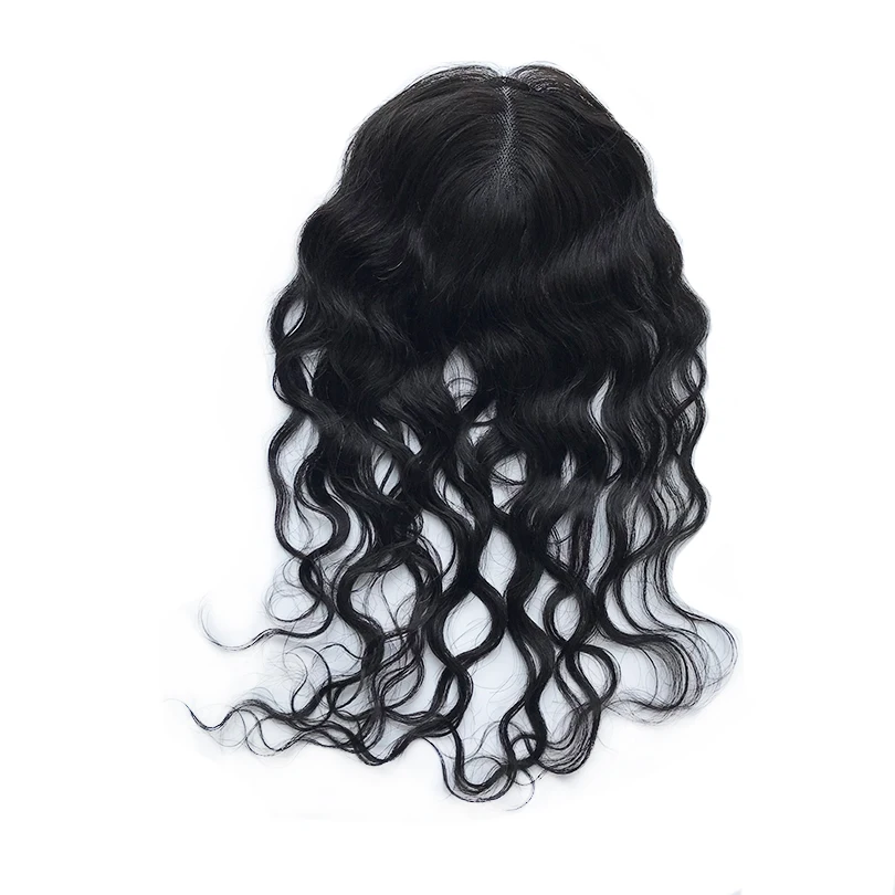 Fashion Wavy Human Hair Women Toppers Virgin European Hair 13x15cm Natural Scalp Top Base Lace Women Toppers with Clips 2