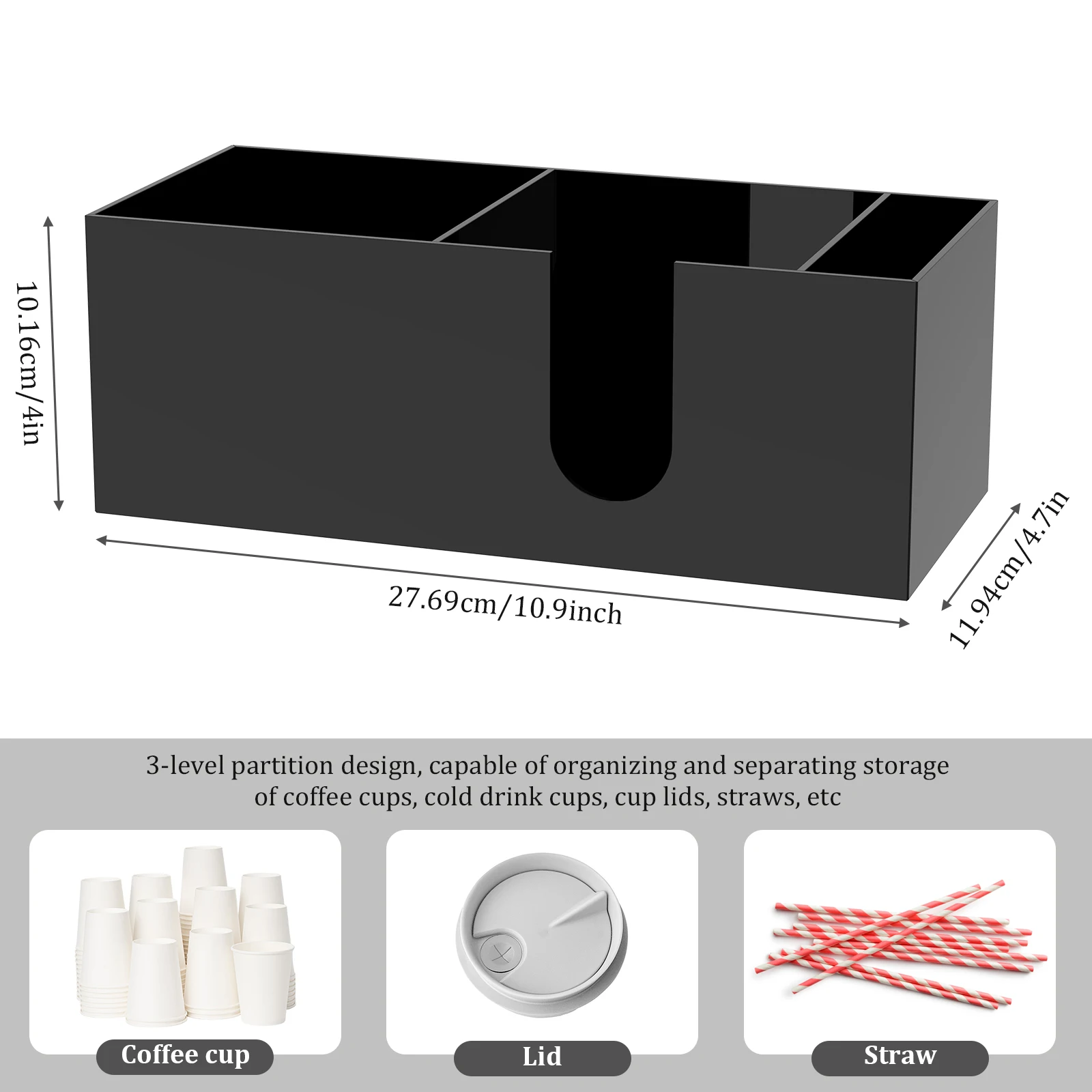 Acrylic Desktop Coffee Cup Storage Holder Organizer
