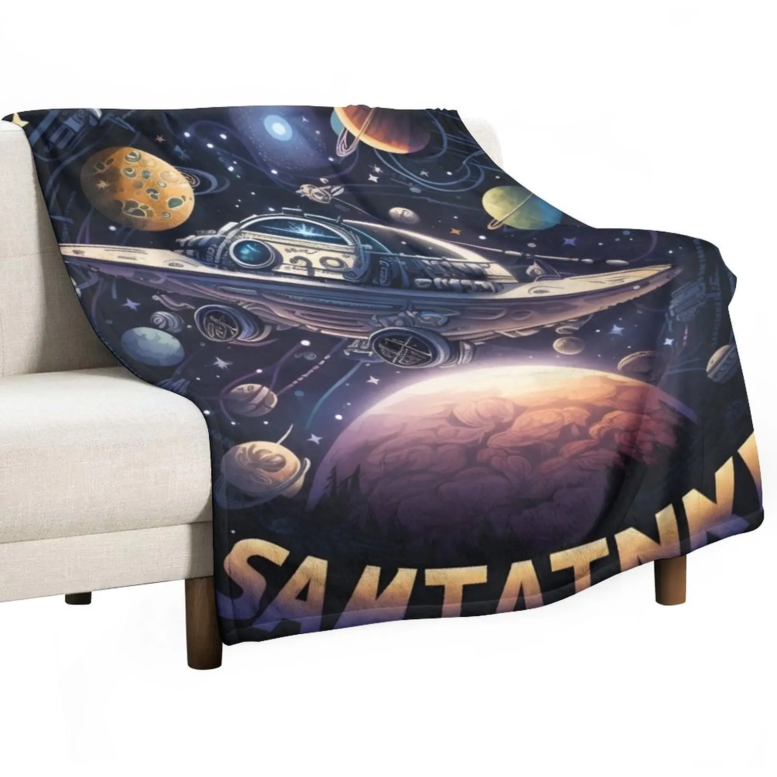 

New SANATNKE Space design featuring a space themed spacecraft plannets and stars cosmos Throw Blanket Luxury Blanket bed plaid