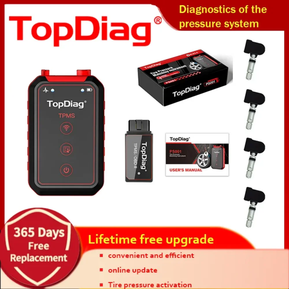 TopDiag TPMS 센서, 안드로이드 및 iOS용, PS001 블루투스 호환