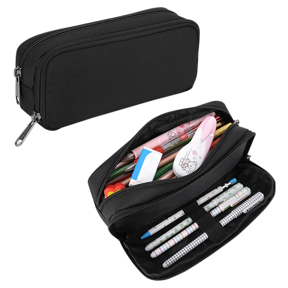 Simple Nylon Large Capacity Double Layered Stationery Box Portable Student Stationery Bag Multi-functional pencil case