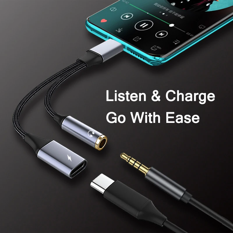 Universal 2-in-1 USB-C to 3.5mm Headphone Jack & 60W Charging Adapter