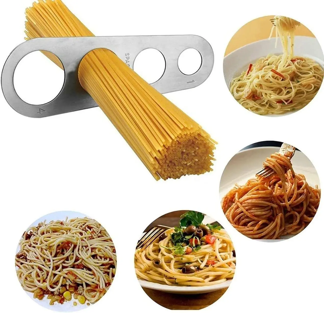Stainless Steel Spaghetti Measuring Tool 4 Servings for Quick Correctly Gauge Pasta Kitchen Cooking Gadgets