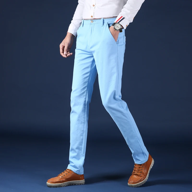 Men pants Stretch pants Business pants Suit pants Men Pants Classic Style Cotton Elastic Slim Fit Office Trouser Business Casual Solid Straight Suit Pant Men's Clothing