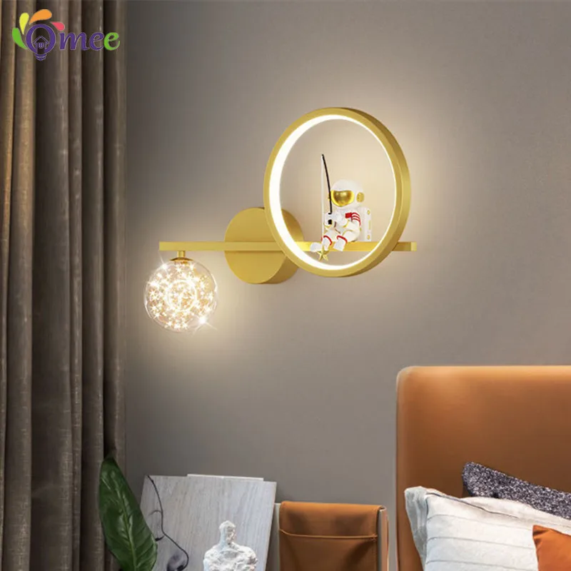 Nordic LED Personality astronaut Moon Children's Room Wall Lamp Kitchen Dining Room Bedroom Study Balcony Aisle Lamps Decoration