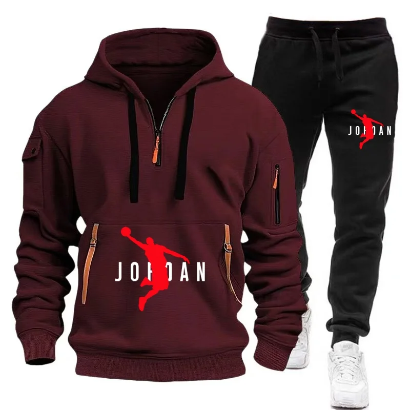 New shoulder hanging hat men's and women's plus size loose fitting pullover fashionable sports and leisure hoodie set S-XXXL 3
