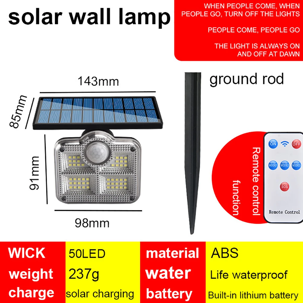 2000lm LED COB Solar Powered Light Outdoors Motion Sensor Sunlight Waterproof Wall Emergency Street Lamp for Garden Decor solar wall lights