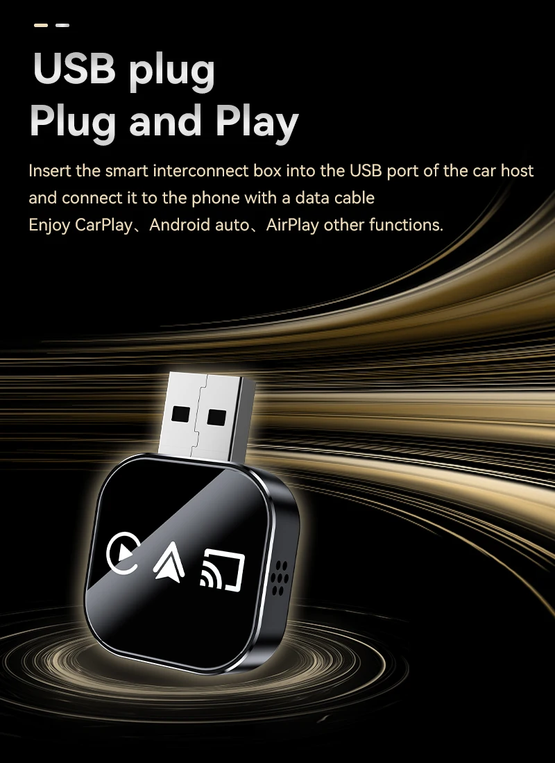 Upgrade 3 in 1 Wireless Carplay Mirror Link Adapter Instant Wired to Wireless Conversion Plug & Play for Wired Carplay