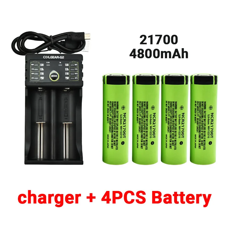 100% Оригинальный литиевый перезаряжаемый аккумулятор 21700 NCR21700T 4800 мАч 3 7 в 40 А с