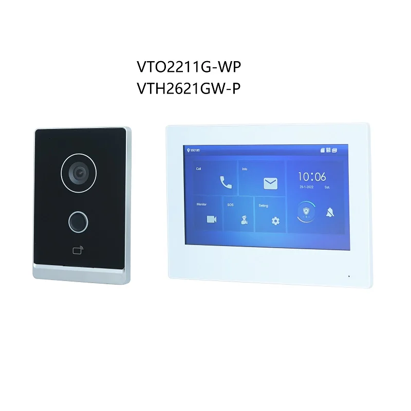 DH logo Multi-Language IP Video Intercom KIT, Support RFID card ,include VTO2211G-WP & VTH2621G-P /  VTH2621GW-P , SIP firmware intercom with screen Door Intercom Systems