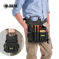 JAKAH pochette à outils pour électriciens professionnels, 21 poches, poignée ergonomique en caoutchouc, bandoulière rembourrée noir vert JK-208 5