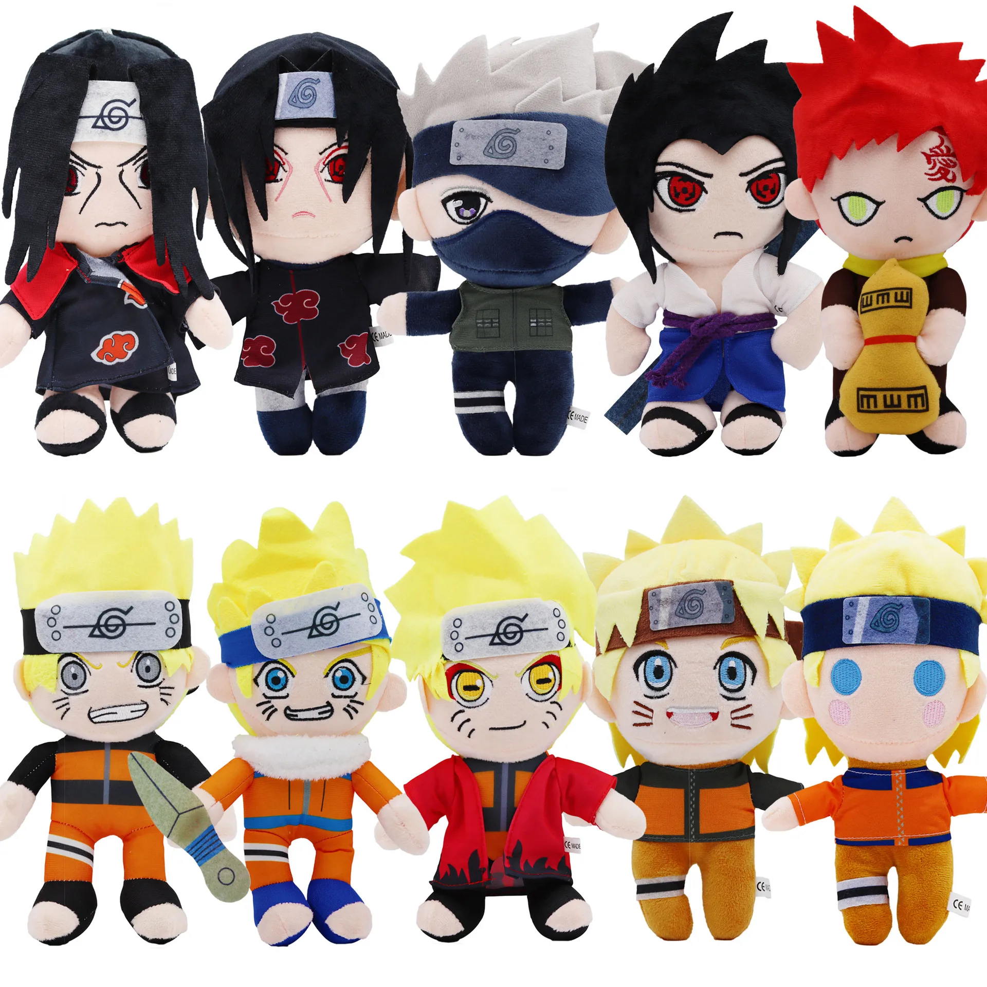 

8pcs/lot Japan Anime Naruto Plush Toys Japan Anime Uchiha Itachi Sasuke Gaara Cartoon Figure Soft Stuffed Dolls Kids Gifts