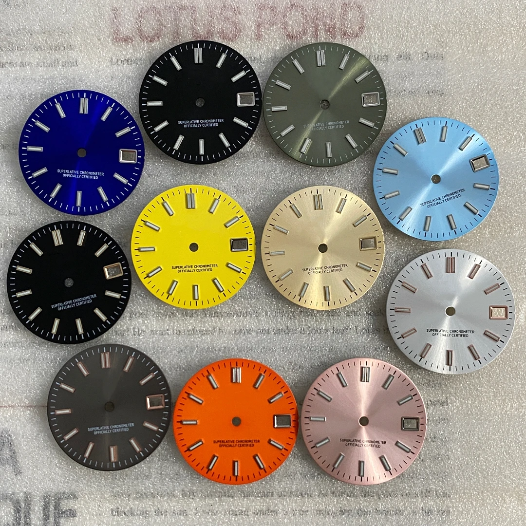 

28.5mm NH35 dial Sunburst nail S dial green luminous dial applicable to NH35 NH36 movement modified watch accessories