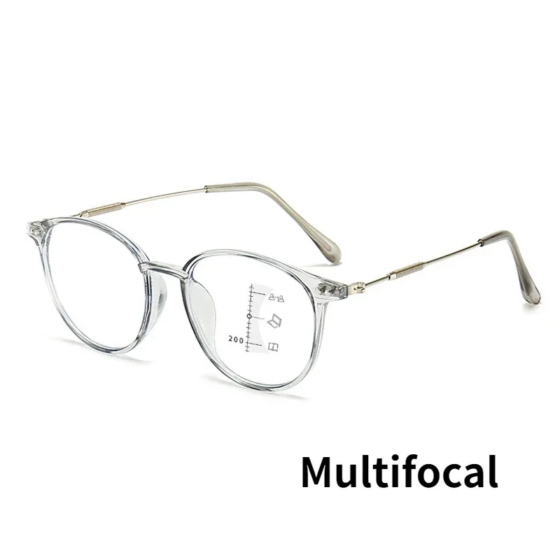 Chic Round Frame Multifocal Anti-Blue Light Reading Glasses