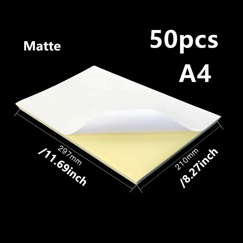 50 Sheets A4 Self-adhesive Sticker Label Vinyl Sticker Paper For Inkjet Printer