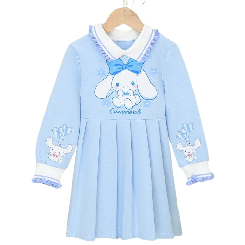 Sanrio 헬로 키티 마이 멜로디 긴 소매 스웨트 프린세스 드레스 소녀 어린이 베이비 봄 가을 새로운 한국 스타일 패션